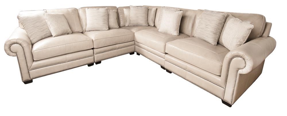 Bernhardt Grandview 100% Leather Sectional Sofa with Nail Head 